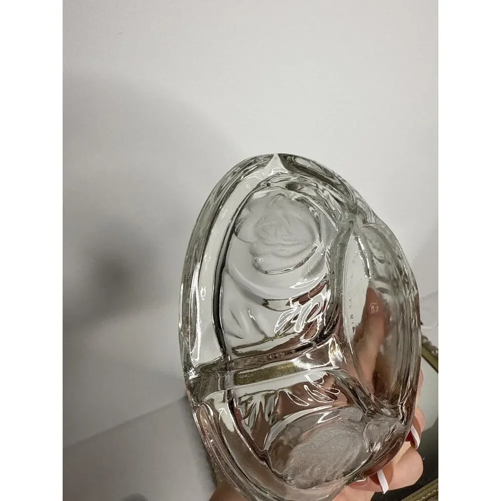 Vintage KIG Indonesia Glass Ashtray: Mid-Century Rose Design, 6”